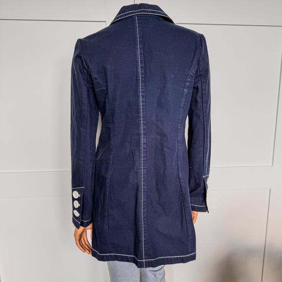Libertine for Target, Navy Trench Coat/Jacket w/ Oversized Buttons-Women’s Small - Picture 5 of 9